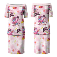 Hawaii Flamingo Hello Summer Couples Matching Puletasi and Long Sleeve Button Shirt Hawaiian Quilt Pattern LT9 - Polynesian Pride