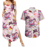 Hawaii Flamingo Hello Summer Couples Matching Summer Maxi Dress and Hawaiian Shirt Hawaiian Quilt Pattern LT9 Pink - Polynesian Pride