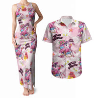 Hawaii Flamingo Hello Summer Couples Matching Tank Maxi Dress and Hawaiian Shirt Hawaiian Quilt Pattern LT9 Pink - Polynesian Pride