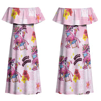 Hawaii Flamingo Hello Summer Family Matching Off Shoulder Maxi Dress and Hawaiian Shirt Hawaiian Quilt Pattern LT9 Mom's Dress Pink - Polynesian Pride