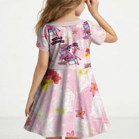 Hawaii Flamingo Hello Summer Kid Short Sleeve Dress Hawaiian Quilt Pattern LT9 - Polynesian Pride