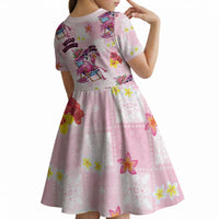 Hawaii Flamingo Hello Summer Kid Short Sleeve Dress Hawaiian Quilt Pattern LT9 - Polynesian Pride