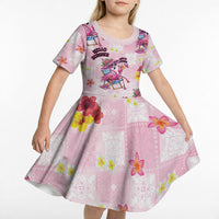 Hawaii Flamingo Hello Summer Kid Short Sleeve Dress Hawaiian Quilt Pattern LT9 - Polynesian Pride
