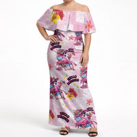 Hawaii Flamingo Hello Summer Off Shoulder Maxi Dress Hawaiian Quilt Pattern LT9 Women Pink - Polynesian Pride