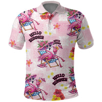 Hawaii Flamingo Hello Summer Polo Shirt Hawaiian Quilt Pattern LT9 Pink - Polynesian Pride