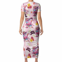 Hawaii Flamingo Hello Summer Short Sleeve Bodycon Dress Hawaiian Quilt Pattern LT9 - Polynesian Pride