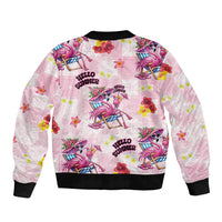 Hawaii Flamingo Hello Summer Sleeve Zip Bomber Jacket Hawaiian Quilt Pattern
