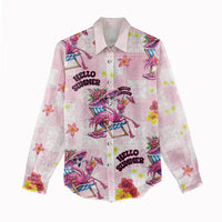 Hawaii Flamingo Hello Summer Women Casual Shirt Hawaiian Quilt Pattern