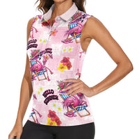 Hawaii Flamingo Hello Summer Women Sleeveless Polo Shirt Hawaiian Quilt Pattern