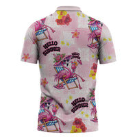 Hawaii Flamingo Hello Summer Zipper Polo Shirt Hawaiian Quilt Pattern LT9 - Polynesian Pride