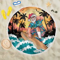 Vintage Santa Claus Surfing Summer Beach Blanket Mele Kalikimaka i Iulai!