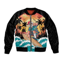 Vintage Santa Claus Surfing Summer Bomber Jacket Mele Kalikimaka i Iulai!
