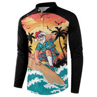 Vintage Santa Claus Surfing Summer Button Sweatshirt Mele Kalikimaka i Iulai!
