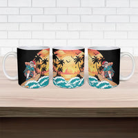 Vintage Santa Claus Surfing Summer Ceramic Mug Mele Kalikimaka i Iulai!