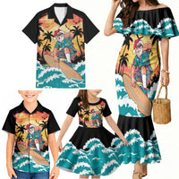 Vintage Santa Claus Surfing Summer Family Matching Mermaid Dress and Hawaiian Shirt Mele Kalikimaka i Iulai! LT9 - Polynesian Pride