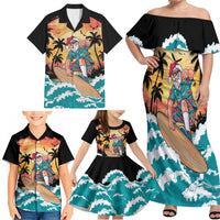 Vintage Santa Claus Surfing Summer Family Matching Off Shoulder Maxi Dress and Hawaiian Shirt Mele Kalikimaka i Iulai! LT9 - Polynesian Pride