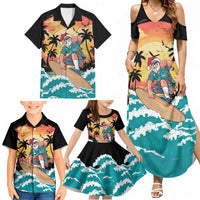 Vintage Santa Claus Surfing Summer Family Matching Summer Maxi Dress and Hawaiian Shirt Mele Kalikimaka i Iulai! LT9 - Polynesian Pride