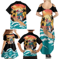 Vintage Santa Claus Surfing Summer Family Matching Summer Maxi Dress and Hawaiian Shirt Mele Kalikimaka i Iulai!