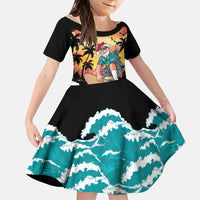 Vintage Santa Claus Surfing Summer Family Matching Tank Maxi Dress and Hawaiian Shirt Mele Kalikimaka i Iulai!