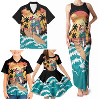 Vintage Santa Claus Surfing Summer Family Matching Tank Maxi Dress and Hawaiian Shirt Mele Kalikimaka i Iulai! LT9 - Polynesian Pride