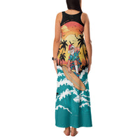Vintage Santa Claus Surfing Summer Family Matching Tank Maxi Dress and Hawaiian Shirt Mele Kalikimaka i Iulai!