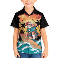 Vintage Santa Claus Surfing Summer Hawaiian Shirt Mele Kalikimaka i Iulai! LT9 - Polynesian Pride
