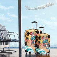 Vintage Santa Claus Surfing Summer Luggage Cover Mele Kalikimaka i Iulai!