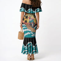 Vintage Santa Claus Surfing Summer Mermaid Dress Mele Kalikimaka i Iulai! LT9 - Polynesian Pride