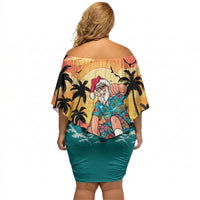 Vintage Santa Claus Surfing Summer Off Shoulder Short Dress Mele Kalikimaka i Iulai! LT9 - Polynesian Pride
