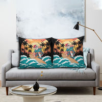 Vintage Santa Claus Surfing Summer Pillow Cover Mele Kalikimaka i Iulai!