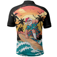 Vintage Santa Claus Surfing Summer Polo Shirt Mele Kalikimaka i Iulai! LT9 - Polynesian Pride