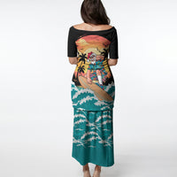 Vintage Santa Claus Surfing Summer Puletasi Mele Kalikimaka i Iulai! LT9 - Polynesian Pride
