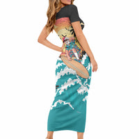 Vintage Santa Claus Surfing Summer Short Sleeve Bodycon Dress Mele Kalikimaka i Iulai! LT9 - Polynesian Pride