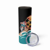 Vintage Santa Claus Surfing Summer Skinny Tumbler Mele Kalikimaka i Iulai!