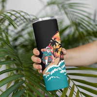 Vintage Santa Claus Surfing Summer Skinny Tumbler Mele Kalikimaka i Iulai!