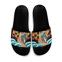 Vintage Santa Claus Surfing Summer Slide Sandals Mele Kalikimaka i Iulai!