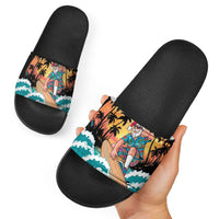 Vintage Santa Claus Surfing Summer Slide Sandals Mele Kalikimaka i Iulai!