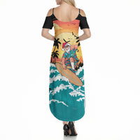Vintage Santa Claus Surfing Summer Summer Maxi Dress Mele Kalikimaka i Iulai! LT9 - Polynesian Pride