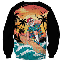 Vintage Santa Claus Surfing Summer Sweatshirt Mele Kalikimaka i Iulai!
