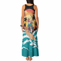 Vintage Santa Claus Surfing Summer Tank Maxi Dress Mele Kalikimaka i Iulai! LT9 - Polynesian Pride