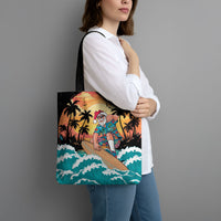 Vintage Santa Claus Surfing Summer Tote Bag Mele Kalikimaka i Iulai!