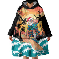 Vintage Santa Claus Surfing Summer Wearable Blanket Hoodie Mele Kalikimaka i Iulai!