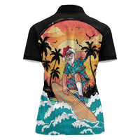 Vintage Santa Claus Surfing Summer Women Polo Shirt Mele Kalikimaka i Iulai!