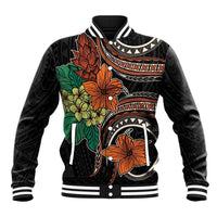 Vintage Hibiscus Pacific Floral Baseball Jacket