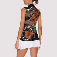 Vintage Hibiscus Pacific Floral Women Sleeveless Polo Shirt LT9 - Polynesian Pride