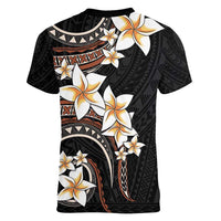 Vintage Plumeria Pacific Floral Women V-Neck T-Shirt