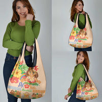Kawaii Hula Girls Grocery Bag Aloha Hibiscus Flowers