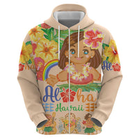 Kawaii Hula Girls Zip Hoodie Aloha Hibiscus Flowers LT9 - Polynesian Pride