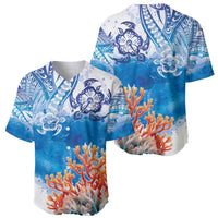Hibiscus Turtle Tattoo Coral Reef Baseball Jersey with Polynesian Tribal LT9 - Polynesian Pride
