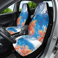 Hibiscus Turtle Tattoo Coral Reef Car Seat Cover with Polynesian Tribal